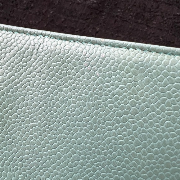 Auth Chanel CC Logo MEDIUM Turquoise Blue Caviar Agenda Cover w/Gold Hdw - Picture 6 of 16